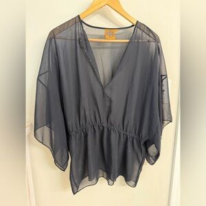 Tory Burch Sheer Black Top with Cami Size 6